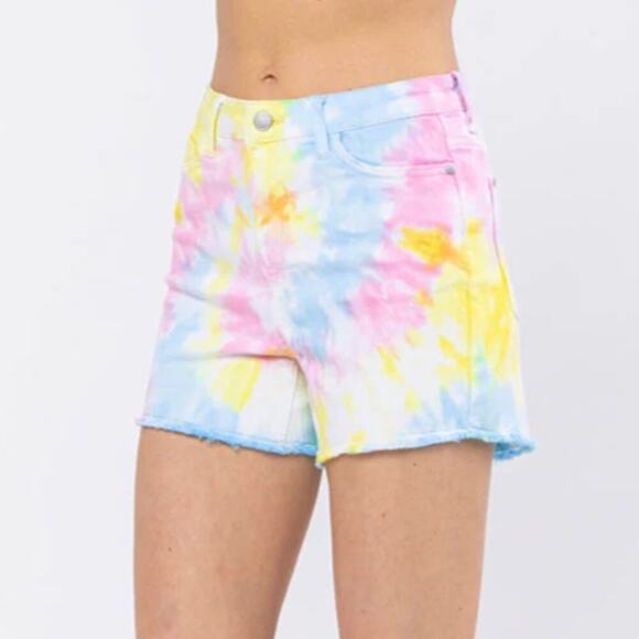 Judy Blue Swirl Tie Dye Shorts Multi Size 16 - Picture 1 of 8